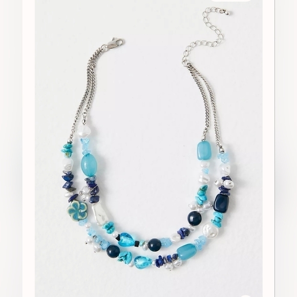 NWT Free People Steal The Show Choker Turquoise Blue - Picture 1 of 10